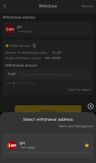 Step 1: Choose your withdrawal address. 